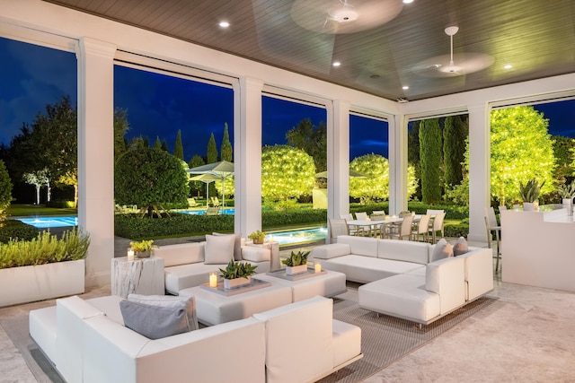 sunroom / solarium with wood ceiling