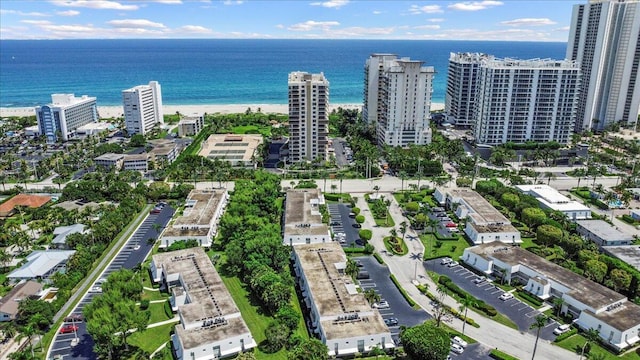 bird's eye view featuring a water view and a view of city