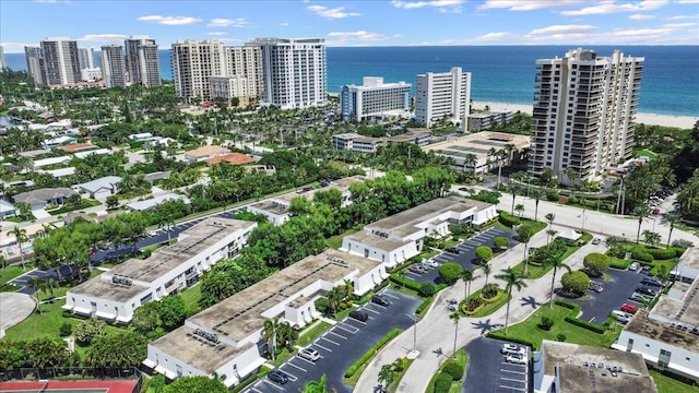 drone / aerial view with a view of city and a water view
