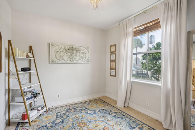 interior space featuring light tile patterned floors