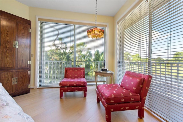 sitting room with hardwood / wood-style floors