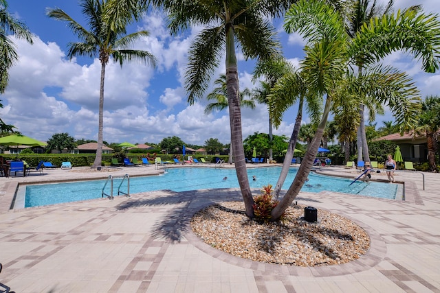 view of pool featuring a patio area