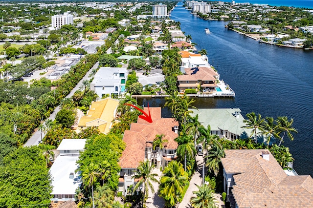 bird's eye view featuring a water view