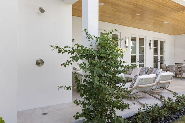 view of patio featuring french doors