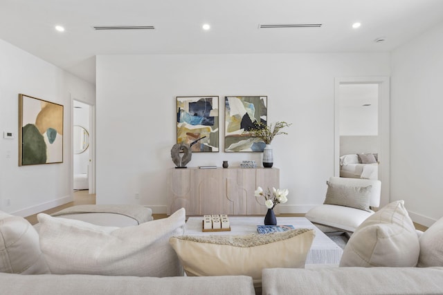 living room featuring light wood-type flooring