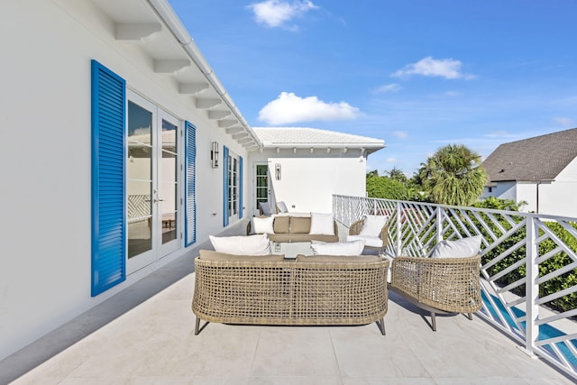 view of patio / terrace featuring an outdoor hangout area and french doors