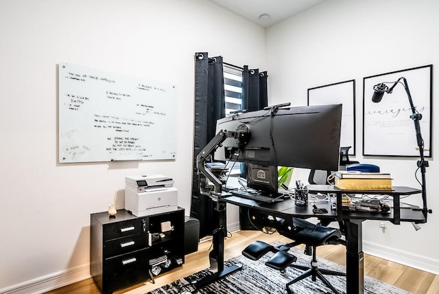 office space featuring wood-type flooring