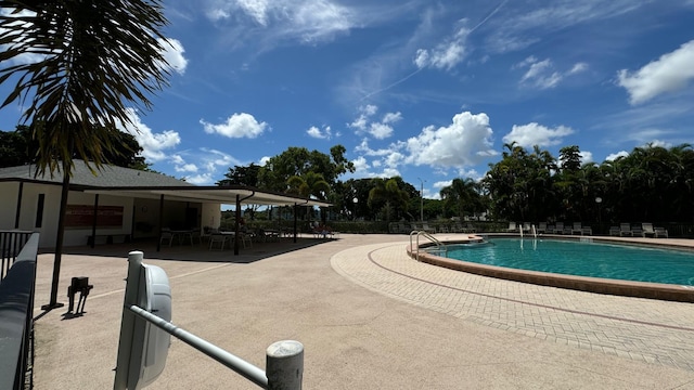 view of pool featuring a patio