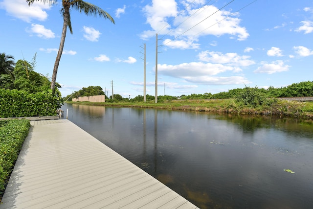 view of dock featuring a water view