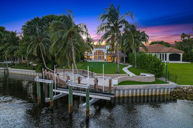 13058 Flamingo Ter, Palm Beach Gardens, FL 33410 - dock featuring boat lift and a water view