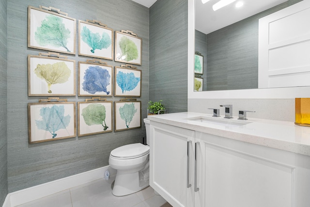 200 NE 6th Ct, Boca Raton, FL 33432 - bathroom with toilet, tile patterned floors, and vanity
