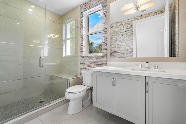 200 NE 6th Ct, Boca Raton, FL 33432 - full bath with toilet, a stall shower, tile patterned flooring, and vanity