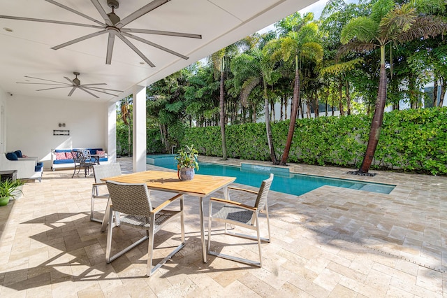 200 NE 6th Ct, Boca Raton, FL 33432 - view of swimming pool with ceiling fan and a patio area
