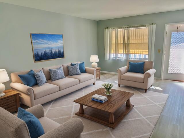 living room featuring light hardwood / wood-style floors