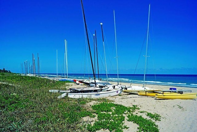 view of water feature with a view of the beach