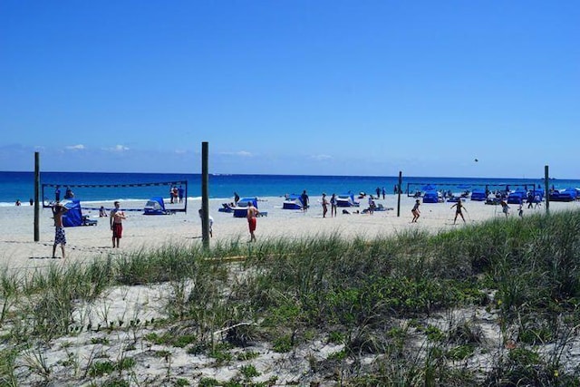 view of water feature featuring a beach view