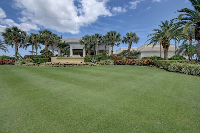 view of property's community with a yard