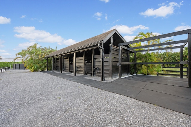 exterior space with an outbuilding