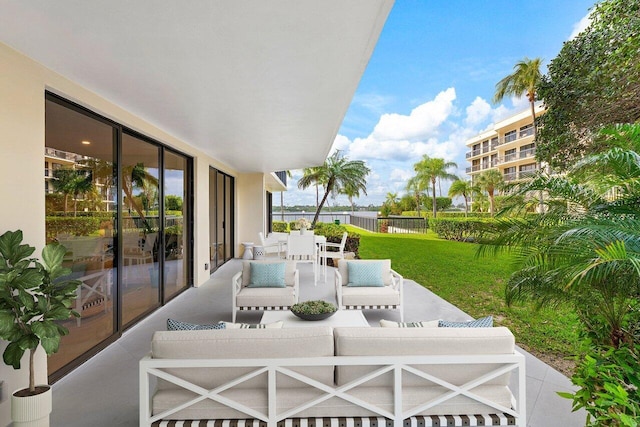 view of patio with an outdoor living space