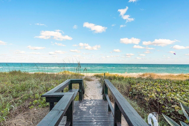 property view of water with a beach view