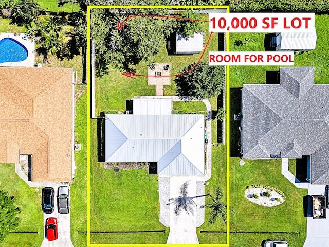 222 SW Starfish Ave, Port Saint Lucie, FL 34984 - aerial overview of property's location featuring property parcel outlined and a pool