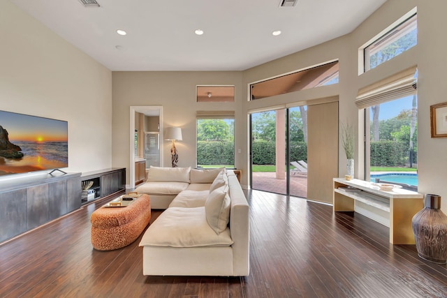 16106 Rosecroft Ter, Delray Beach, FL 33446 - living area featuring recessed lighting, visible vents, and hardwood / wood-style floors