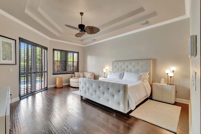 16106 Rosecroft Ter, Delray Beach, FL 33446 - bedroom with a tray ceiling, wood finished floors, baseboards, and visible vents