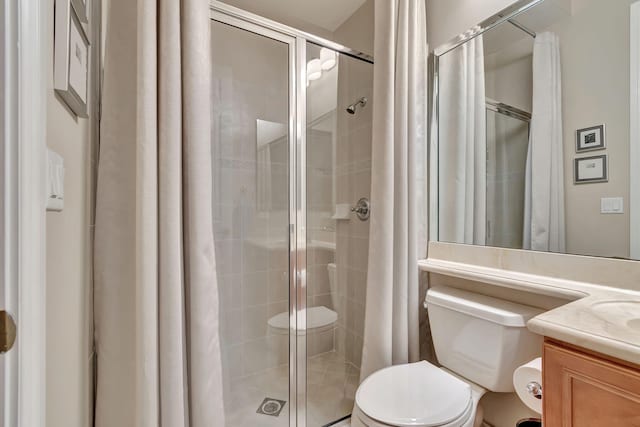 16106 Rosecroft Ter, Delray Beach, FL 33446 - full bathroom with vanity, a stall shower, and toilet