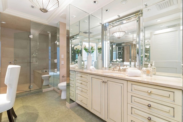 2275 S Ocean Boulevard 307 & 308, Palm Beach, FL 33480 - full bathroom with vanity, a stall shower, and toilet
