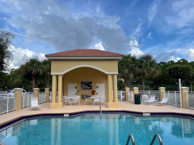 view of pool featuring a patio