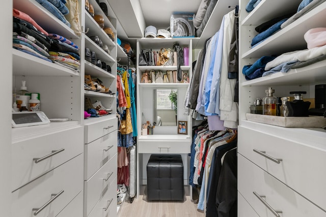 spacious closet with light wood-type flooring