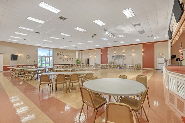 interior space featuring light tile patterned flooring