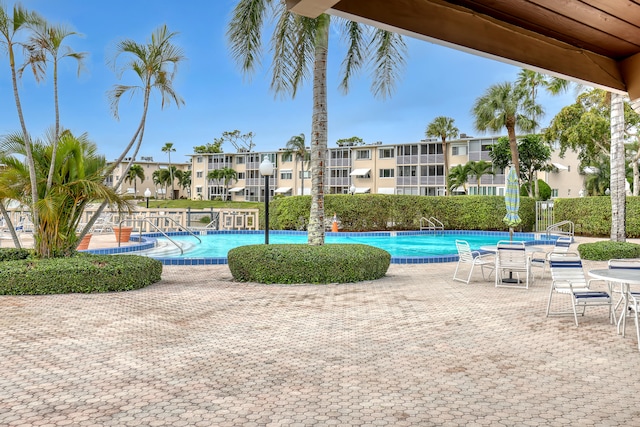 view of pool featuring a patio area