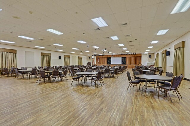 dining area featuring light wood-type flooring
