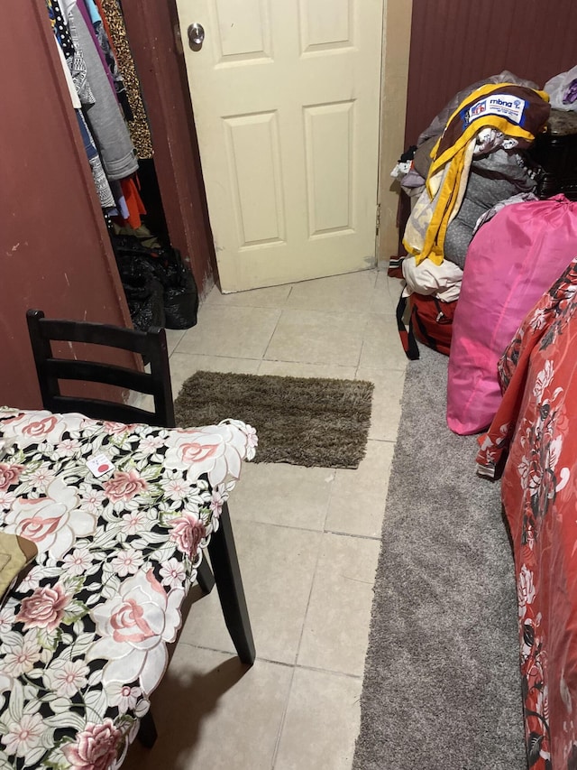 interior space featuring light tile patterned flooring