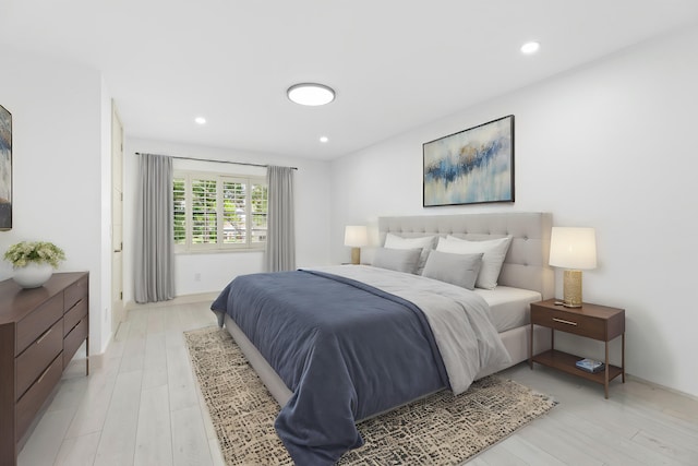 bedroom with light wood-type flooring