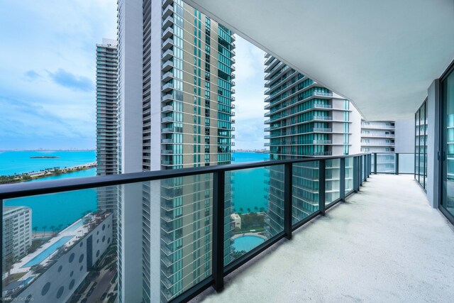 balcony with a water view