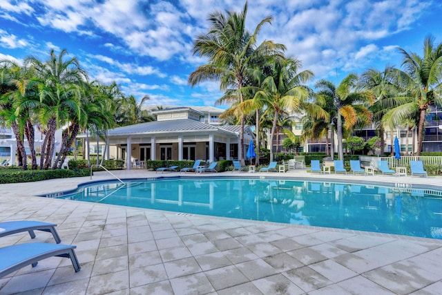 view of pool featuring a patio