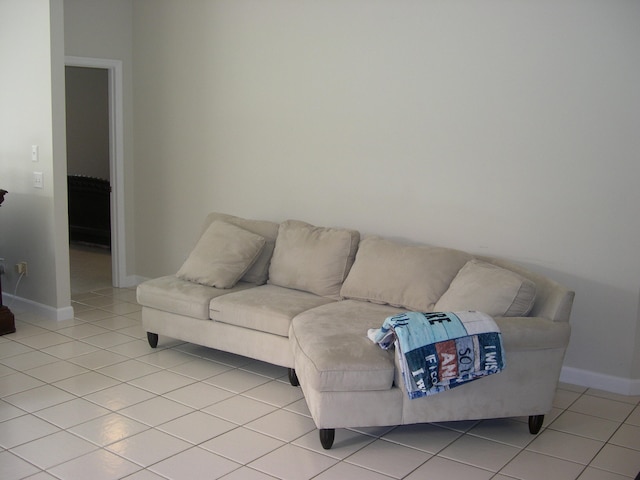 living room featuring light tile patterned floors