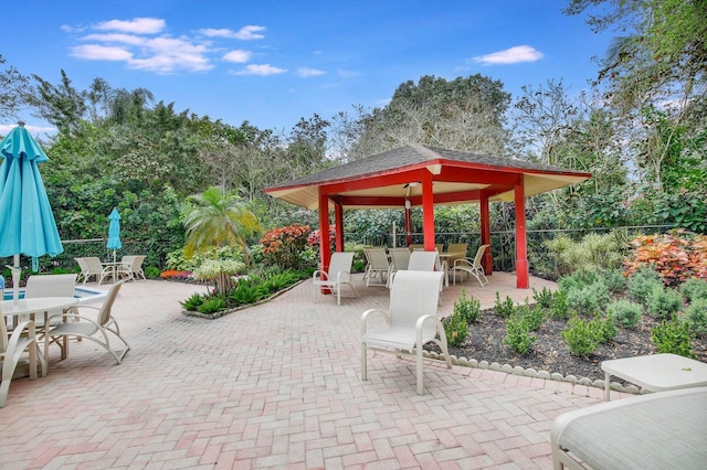 view of patio featuring a gazebo