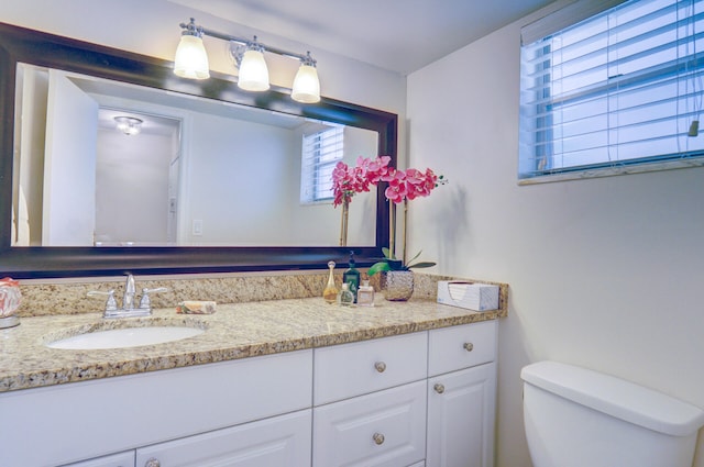 bathroom featuring vanity, toilet, and plenty of natural light