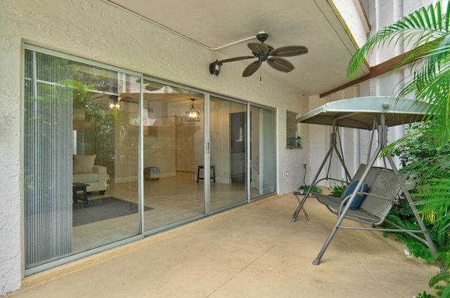 view of patio with ceiling fan