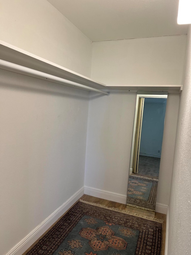 walk in closet featuring wood-type flooring