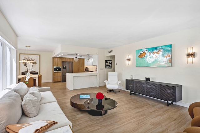 living room featuring light hardwood / wood-style floors