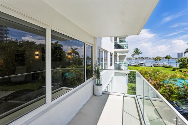 balcony with a water view