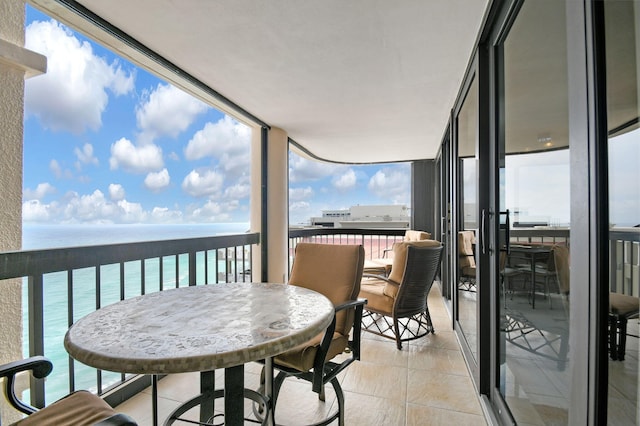 balcony with a water view