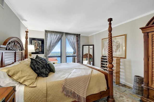 bedroom featuring crown molding