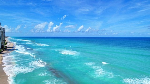 property view of water featuring a view of the beach