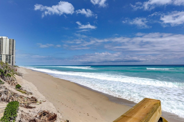 view of water feature featuring a view of the beach