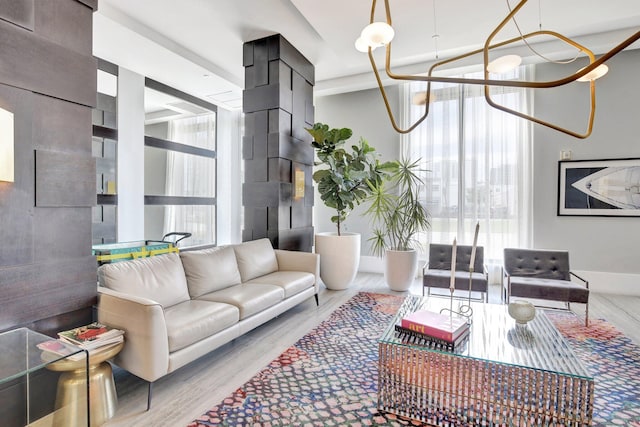 living room featuring light hardwood / wood-style floors